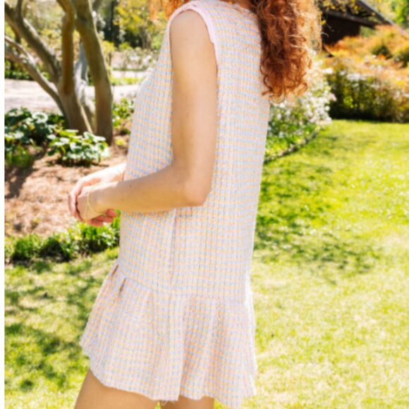 NWT - Queen of Sparkles Tweed Rhinestone Shoulder Pad Flounce Dress - Size S - Picture 4 of 9